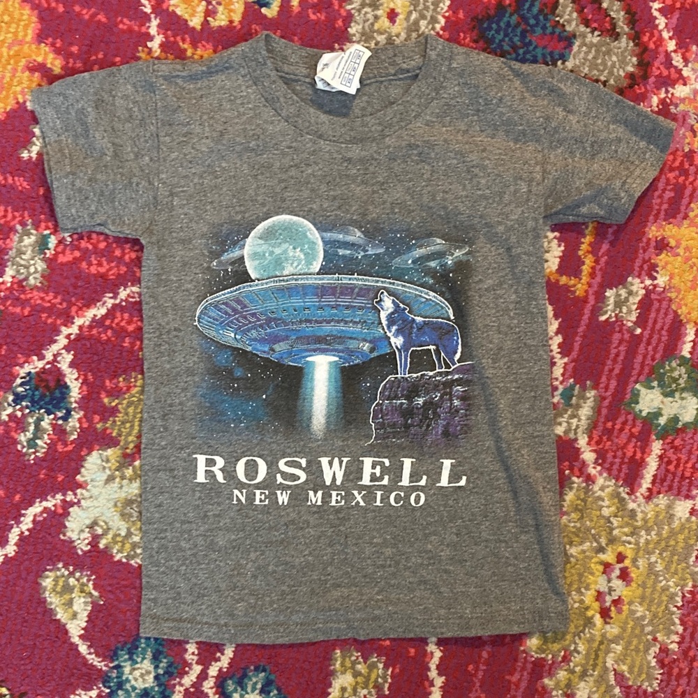 Kids Retro Roswell New Mexico Flying Saucer Coyote Wildlife Roswell T shirt Y2K